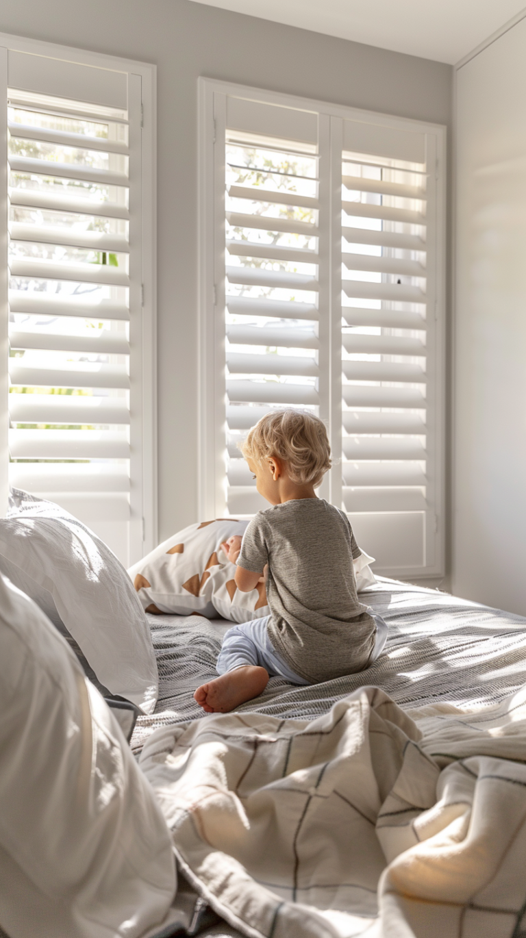 Kid Enjoying the Sunlight - DIY Easy Fit Shutters